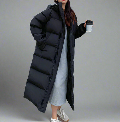 Women's Long Puffer Coat | Hooded Winter Quilted Jacket