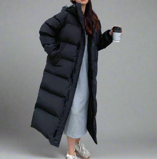 Women's Long Puffer Coat | Hooded Winter Quilted Jacket