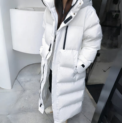 Women's Long Puffer Coat | Hooded Winter Quilted Jacket