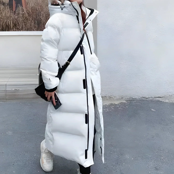 Women's Long Puffer Coat | Hooded Winter Quilted Jacket