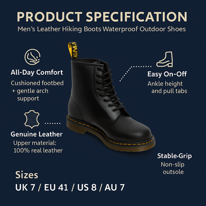 Waterproof Leather Hiking Boots for Men Comfortable Outdoor Footwear 2