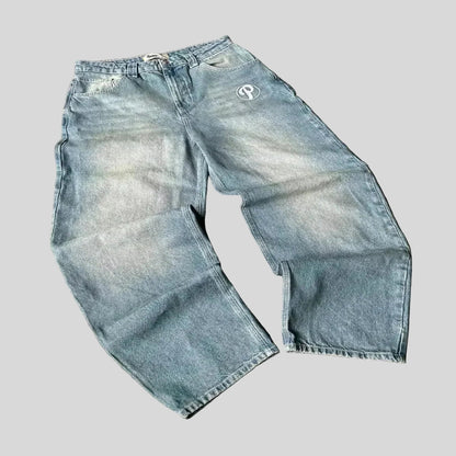 Wide Leg Pants Women Gothic Cross Wings Casual Loose Fit Cotton 0