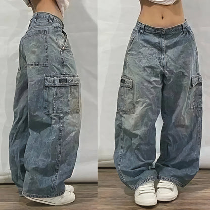 Women's Wide Leg Baggy Denim Jeans Vintage Relaxed Fit