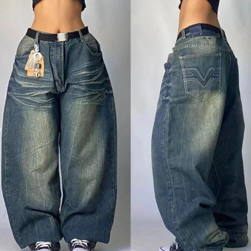 Wide Leg Pants Women Gothic Cross Wings Casual Loose Fit Cotton 18