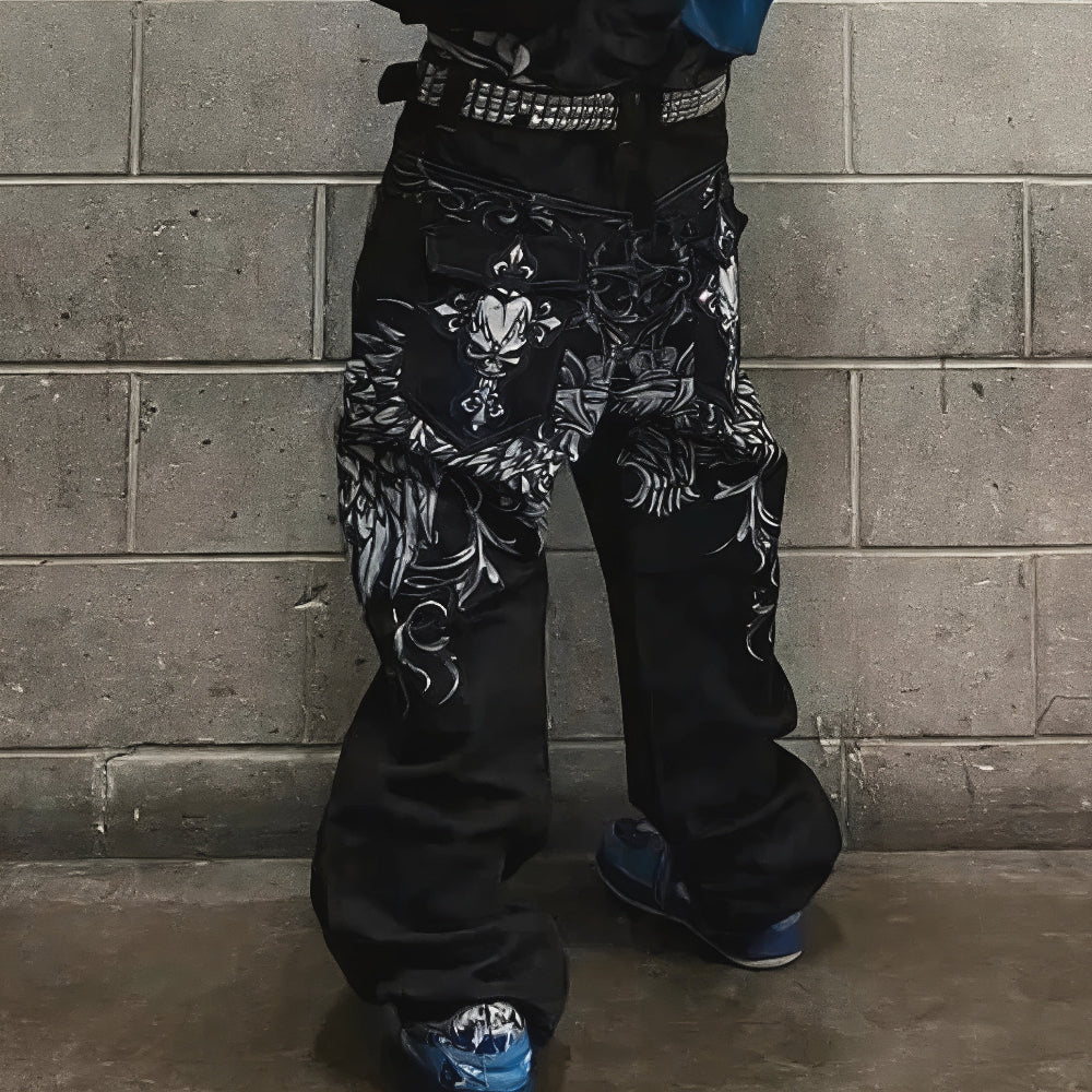 Women's Wide Leg Baggy Denim Jeans Vintage Relaxed Fit