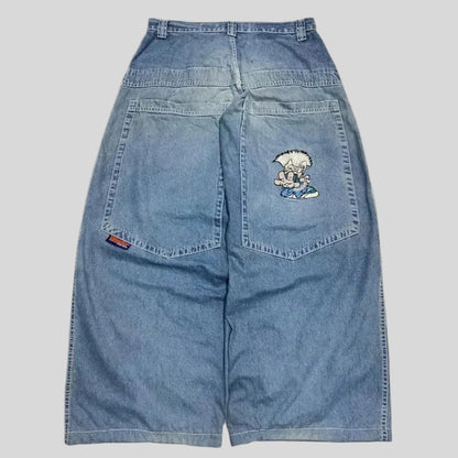 Wide Leg Pants Women Gothic Cross Wings Casual Loose Fit Cotton 4