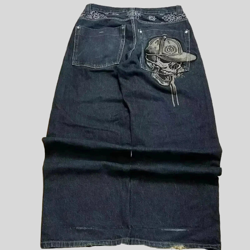 Wide Leg Pants Women Gothic Cross Wings Casual Loose Fit Cotton 9