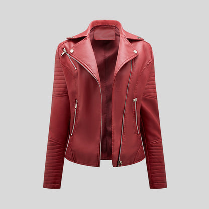 Women's Stylish Moto Jacket Slim Fit Asymmetrical Zip