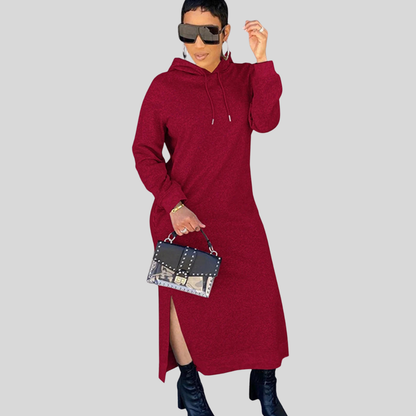 Women's Casual Hooded Maxi Dress Long Sleeve Comfy Fit Maxi