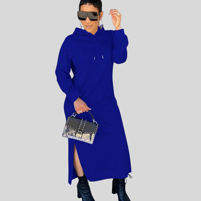 Women's Casual Hooded Maxi Dress Long Sleeve Comfy Fit Maxi