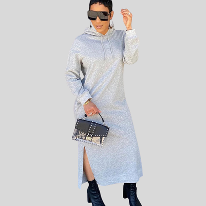 Women's Casual Hooded Maxi Dress Long Sleeve Comfy Fit Maxi
