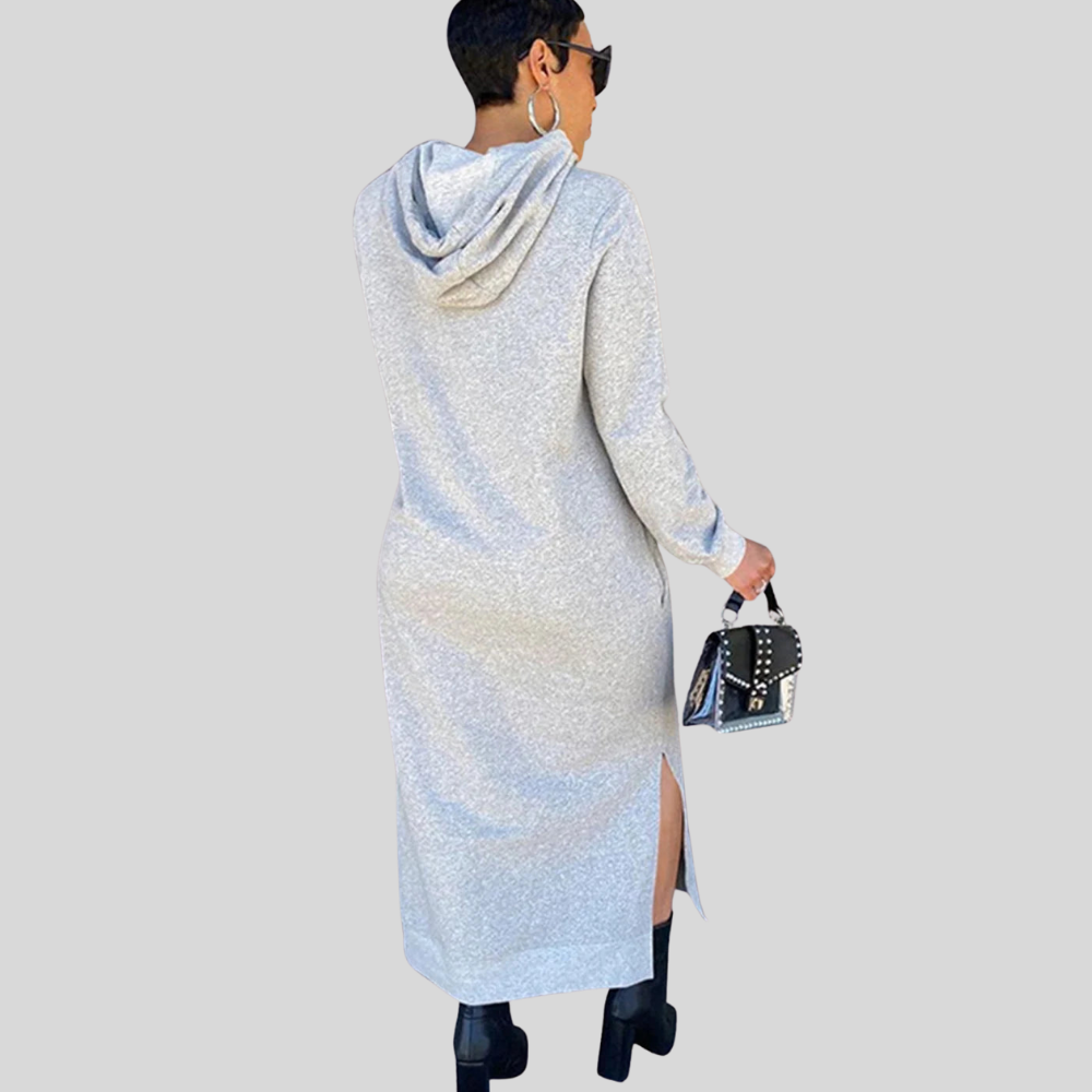 Women's Casual Hooded Maxi Dress Long Sleeve Comfy Fit Maxi