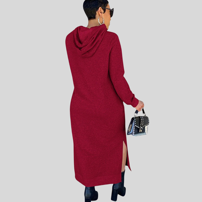 Women's Casual Hooded Maxi Dress Long Sleeve Comfy Fit Maxi