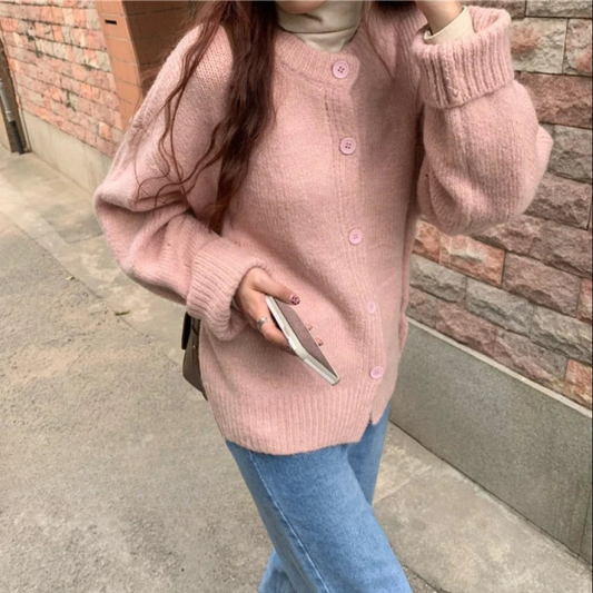 Women Oversized Soft Knit Cardigan Cozy Button Up