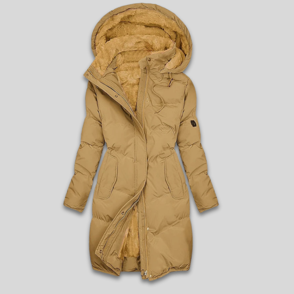Women Warm Quilted Puffer Coat Hooded Fleece Lined