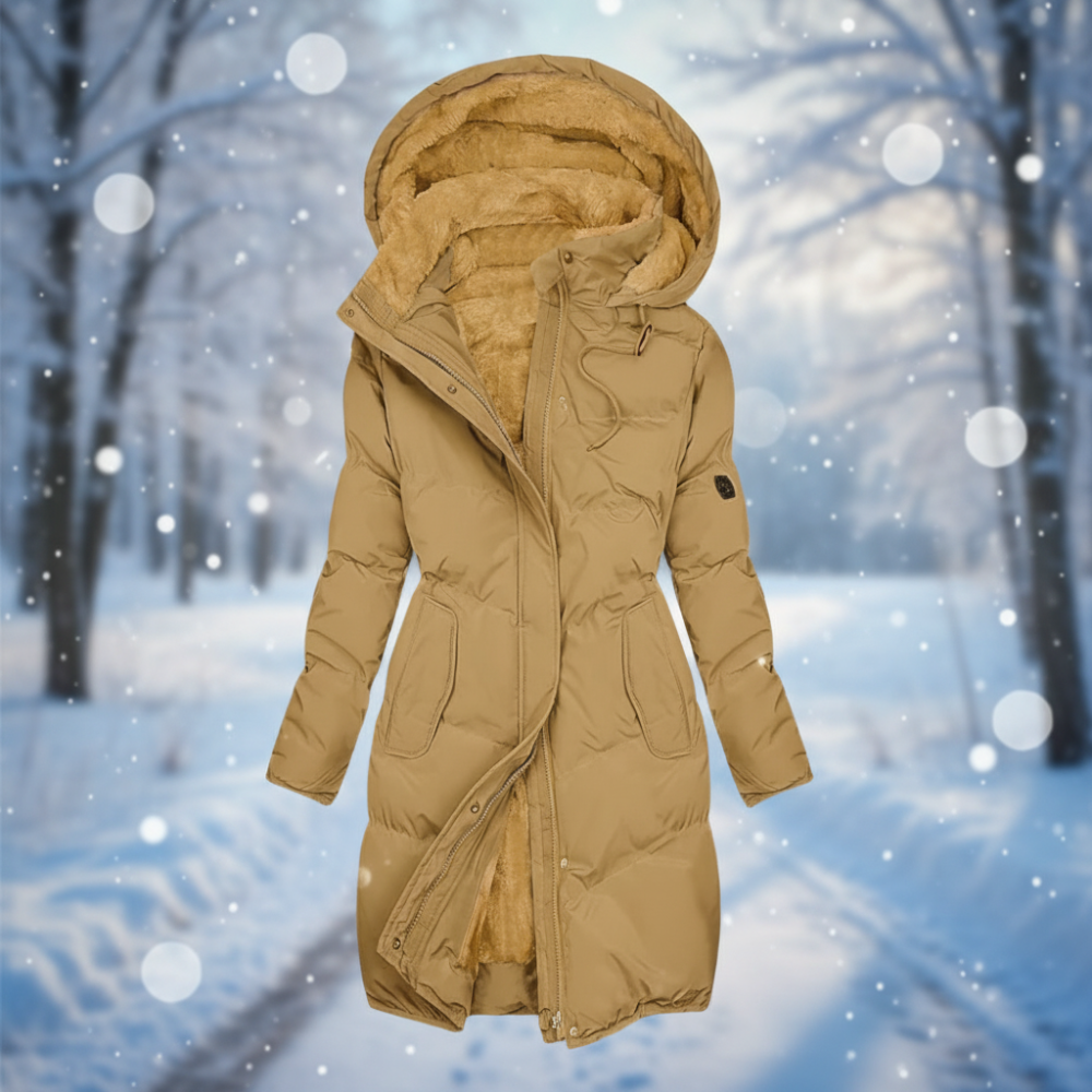 Women Warm Quilted Puffer Coat Hooded Fleece Lined