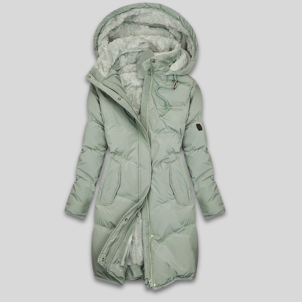 Women Warm Quilted Puffer Coat Hooded Fleece Lined