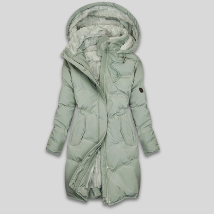 Women Warm Quilted Puffer Coat Hooded Fleece Lined