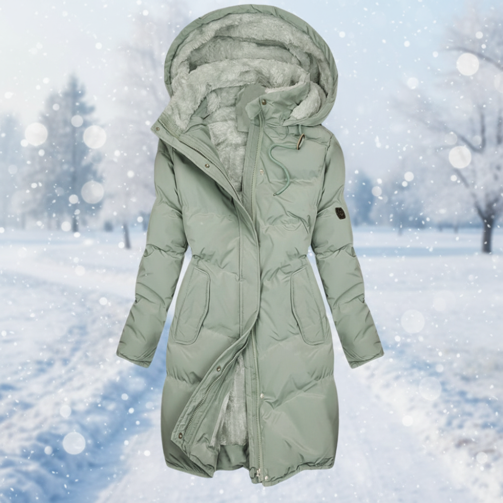Women Warm Quilted Puffer Coat Hooded Fleece Lined