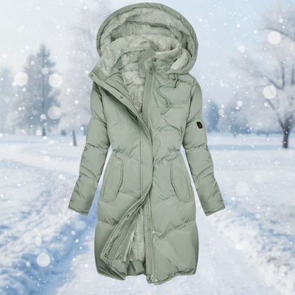 Women Warm Quilted Puffer Coat Hooded Fleece Lined
