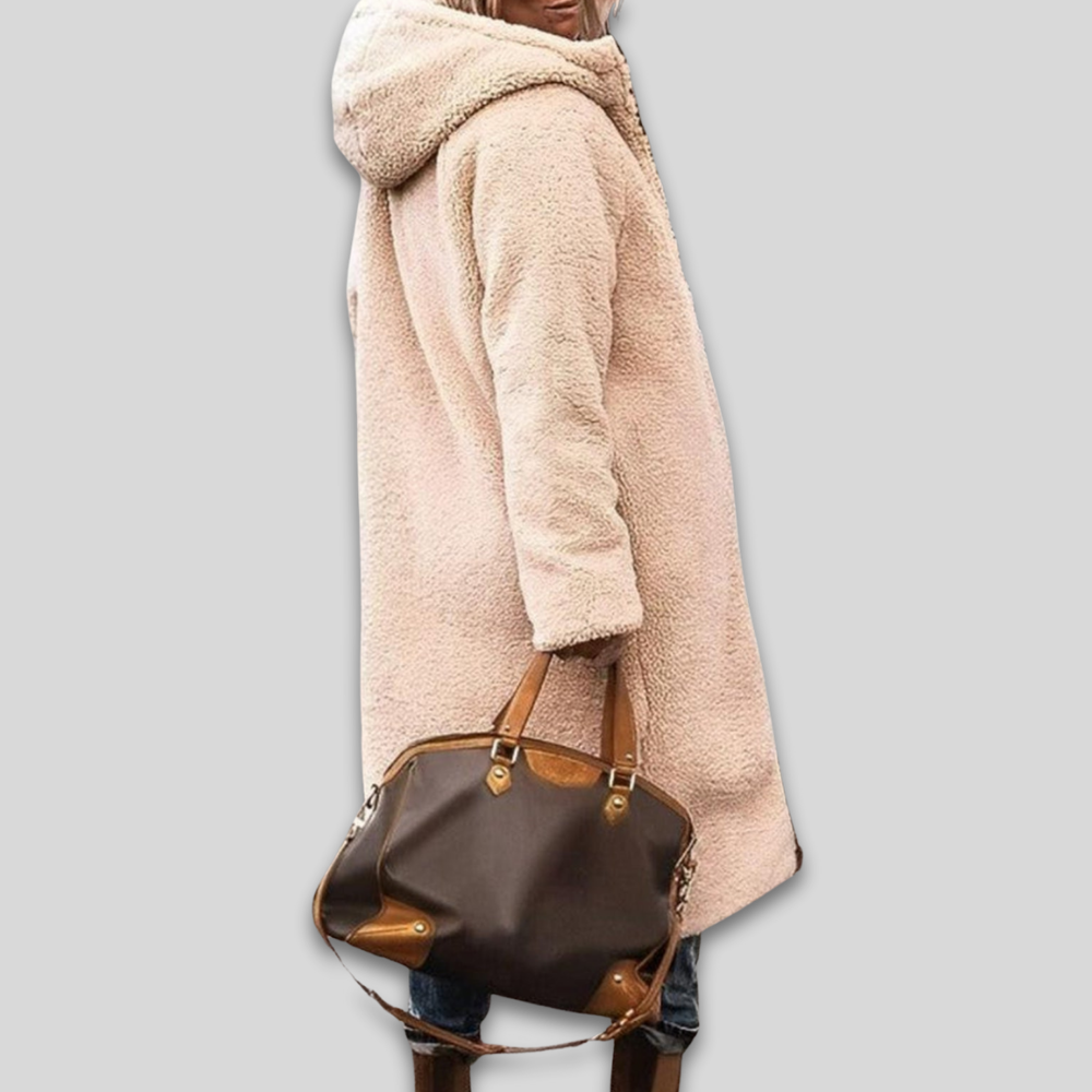 Women Warm Winter Puffer Coat Sherpa Lined Long Quilted Design