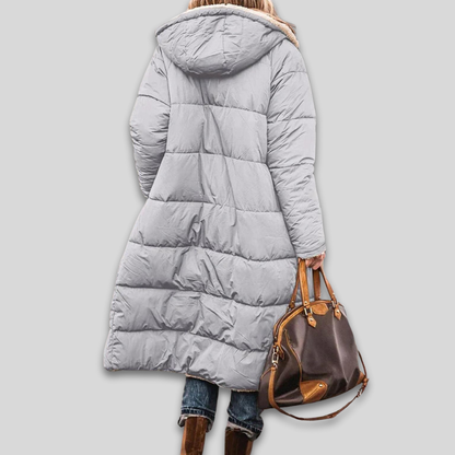 Women Warm Winter Puffer Coat Sherpa Lined Long Quilted Design