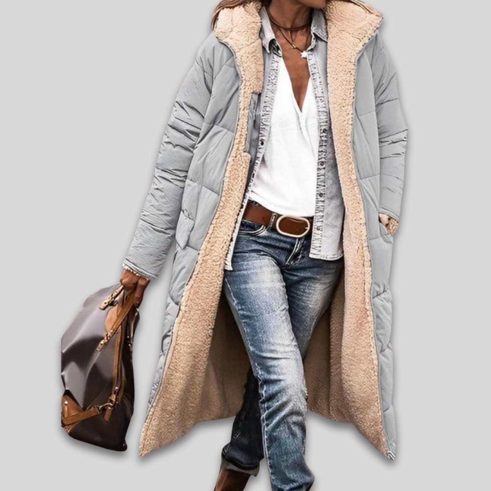 Women Warm Winter Puffer Coat Sherpa Lined Long Quilted Design