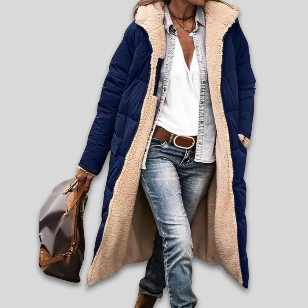 Women Warm Winter Puffer Coat Sherpa Lined Long Quilted Design