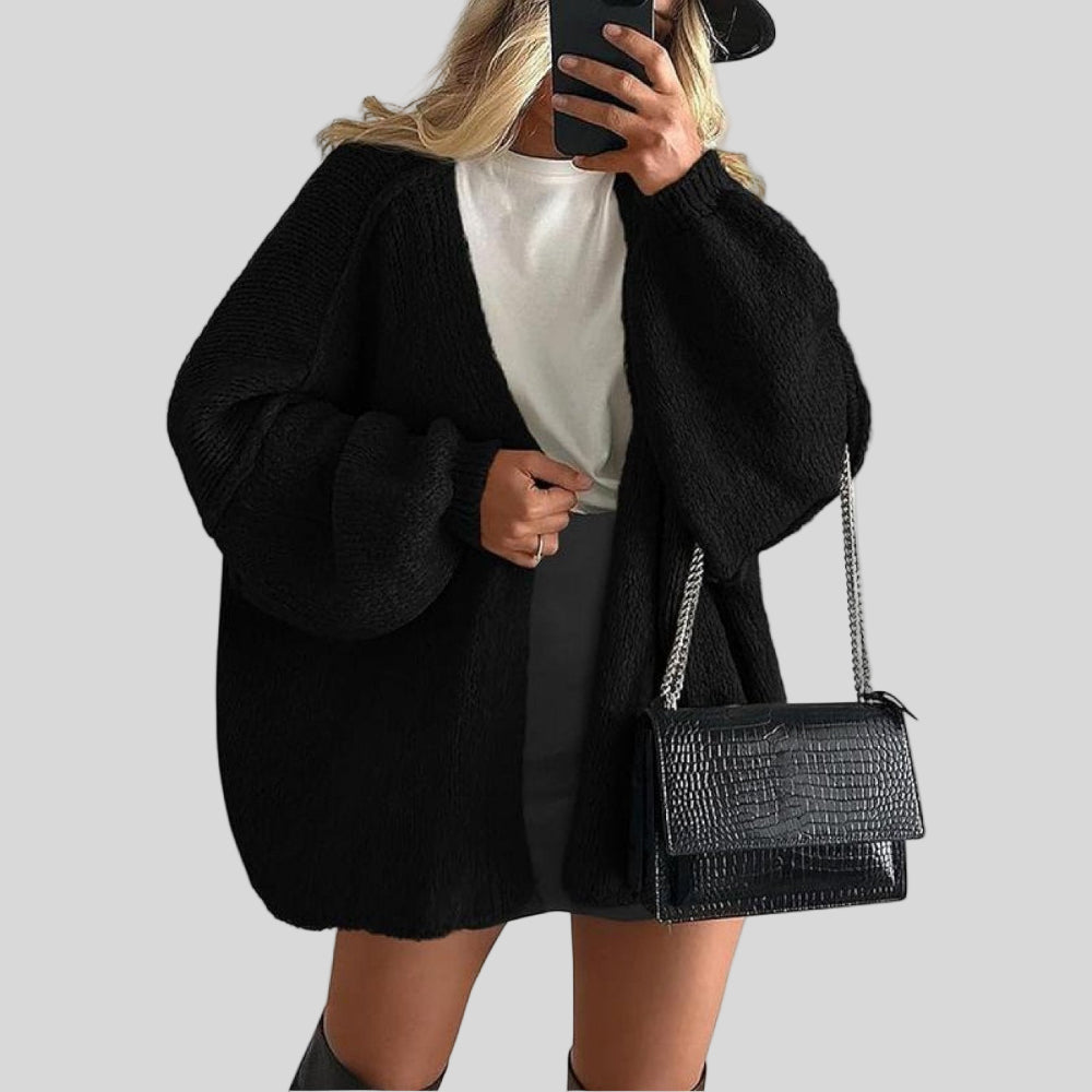 Women's Chunky Knit Sweater Cardigan Cozy Open Front