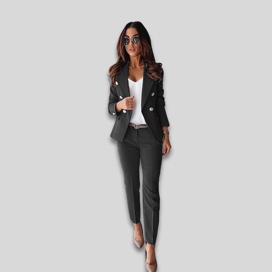 Women Elegant Tailored Pantsuit Professional Slim Fit