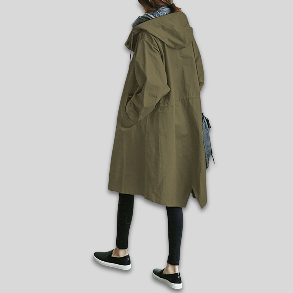 Women Oversized Lightweight Trench Coat Hooded Casual