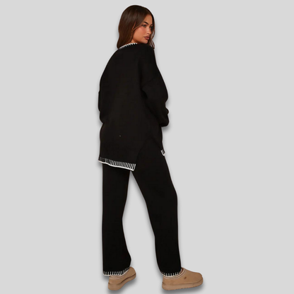 Women's Soft Oversized Loungewear Set Long Sleeve Wide Leg