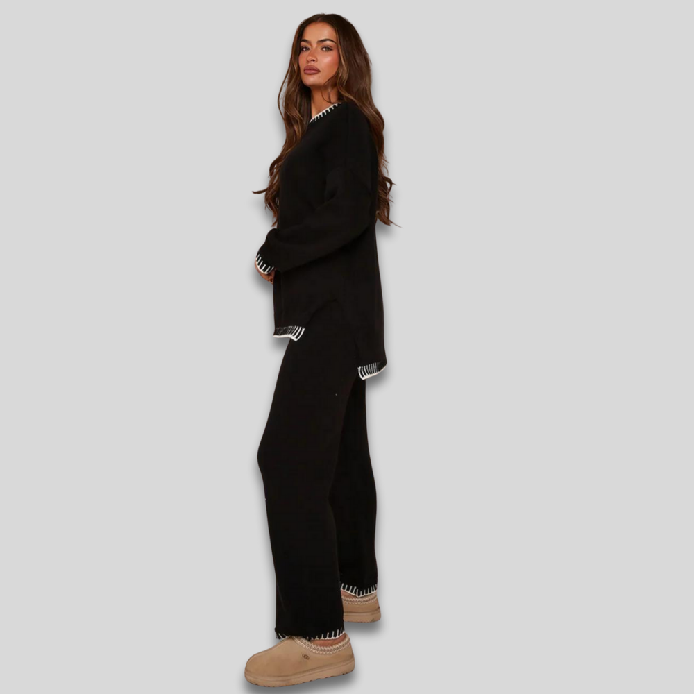 Women's Soft Oversized Loungewear Set Long Sleeve Wide Leg