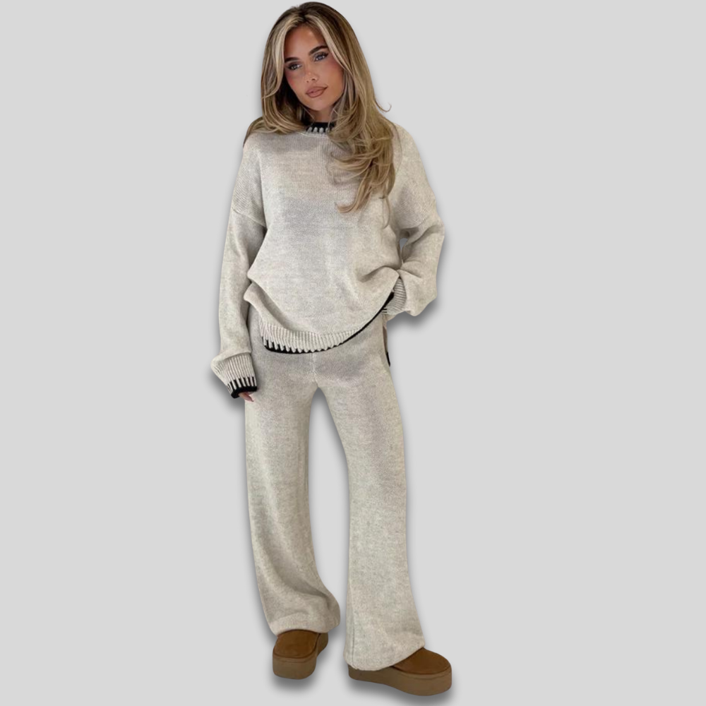 Women's Soft Oversized Loungewear Set Long Sleeve Wide Leg