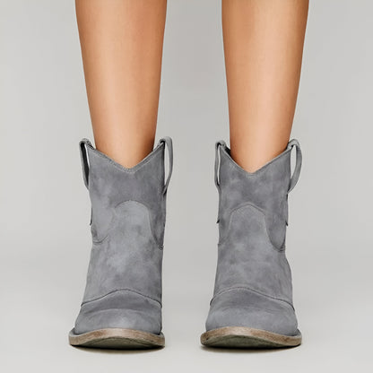 Women’s Suede Western Ankle Boots | Cowboy Pull-On