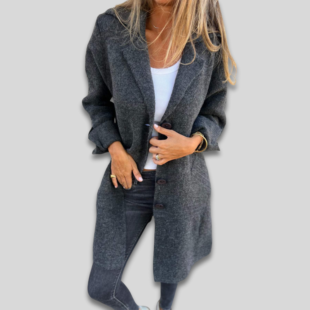 Women's Oversized Casual Long Coat Relaxed Fit Button Down