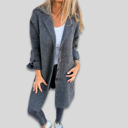 Women's Oversized Casual Long Coat Relaxed Fit Button Down
