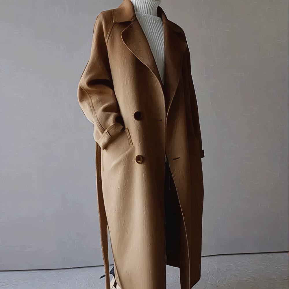 Women's Oversized Elegant Long Coat Belted Minimalist