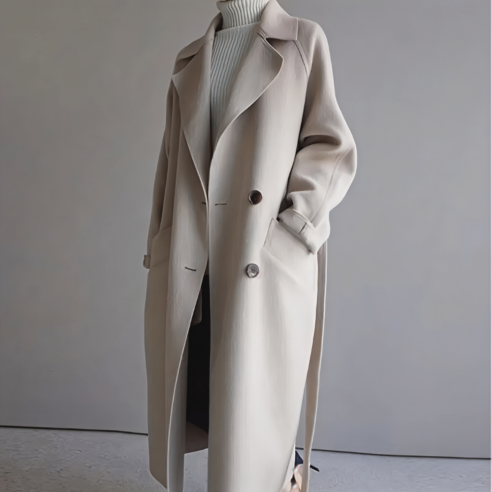 Women's Oversized Elegant Long Coat Belted Minimalist
