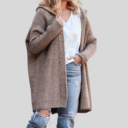 Women’s Oversized Hooded Cardigan Cozy Open Front Knitwear