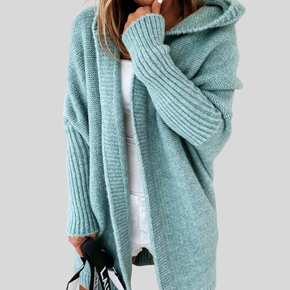 Women’s Oversized Hooded Cardigan Cozy Open Front Knitwear