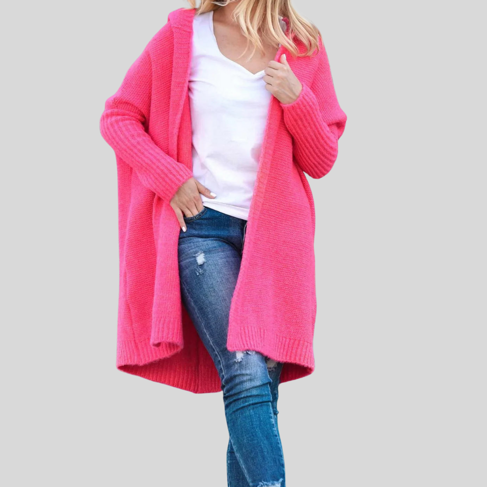 Women’s Oversized Hooded Cardigan Cozy Open Front Knitwear