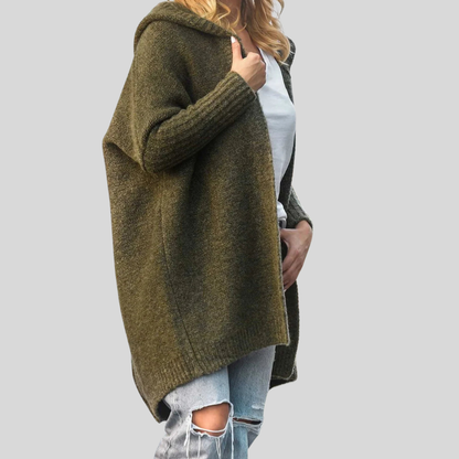 Women’s Oversized Hooded Cardigan Cozy Open Front Knitwear