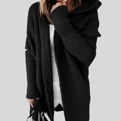 Women’s Oversized Hooded Cardigan Cozy Open Front Knitwear