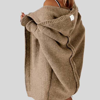 Women’s Oversized Hooded Cardigan Cozy Open Front Knitwear