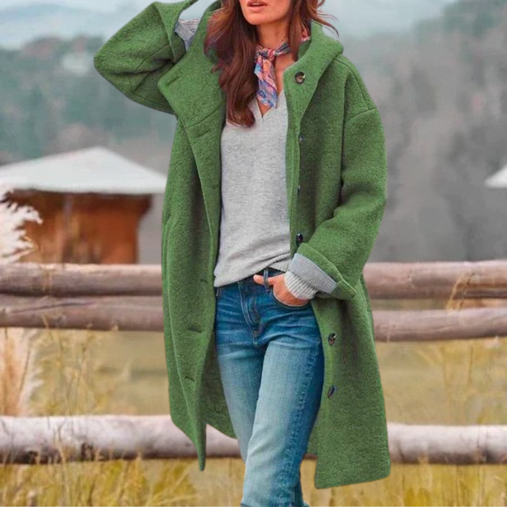 Women's Oversized Warm Coat Hooded Button Down