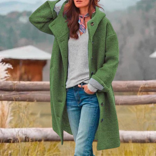 Women's Oversized Warm Coat Hooded Button Down
