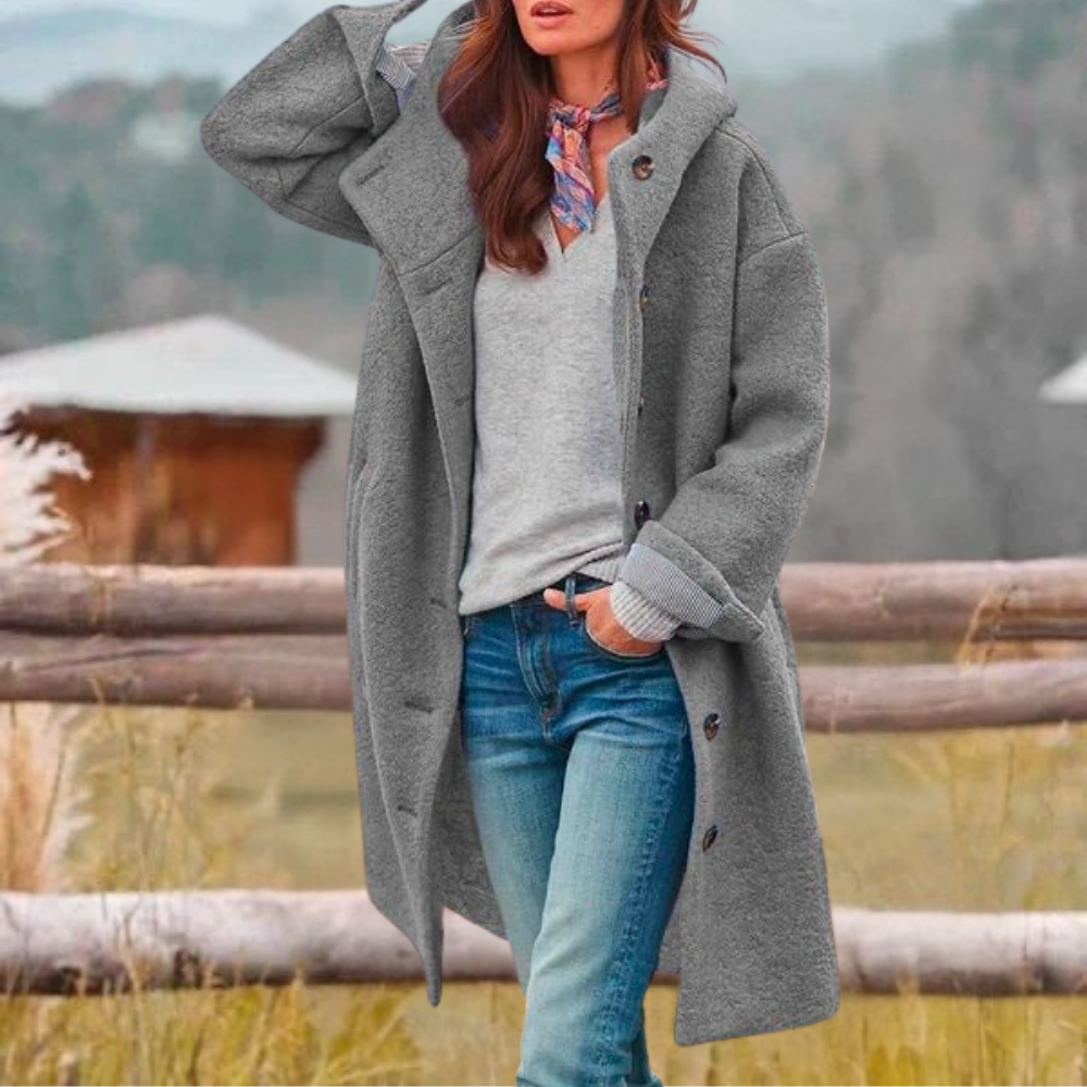 Women's Oversized Warm Coat Hooded Button Down