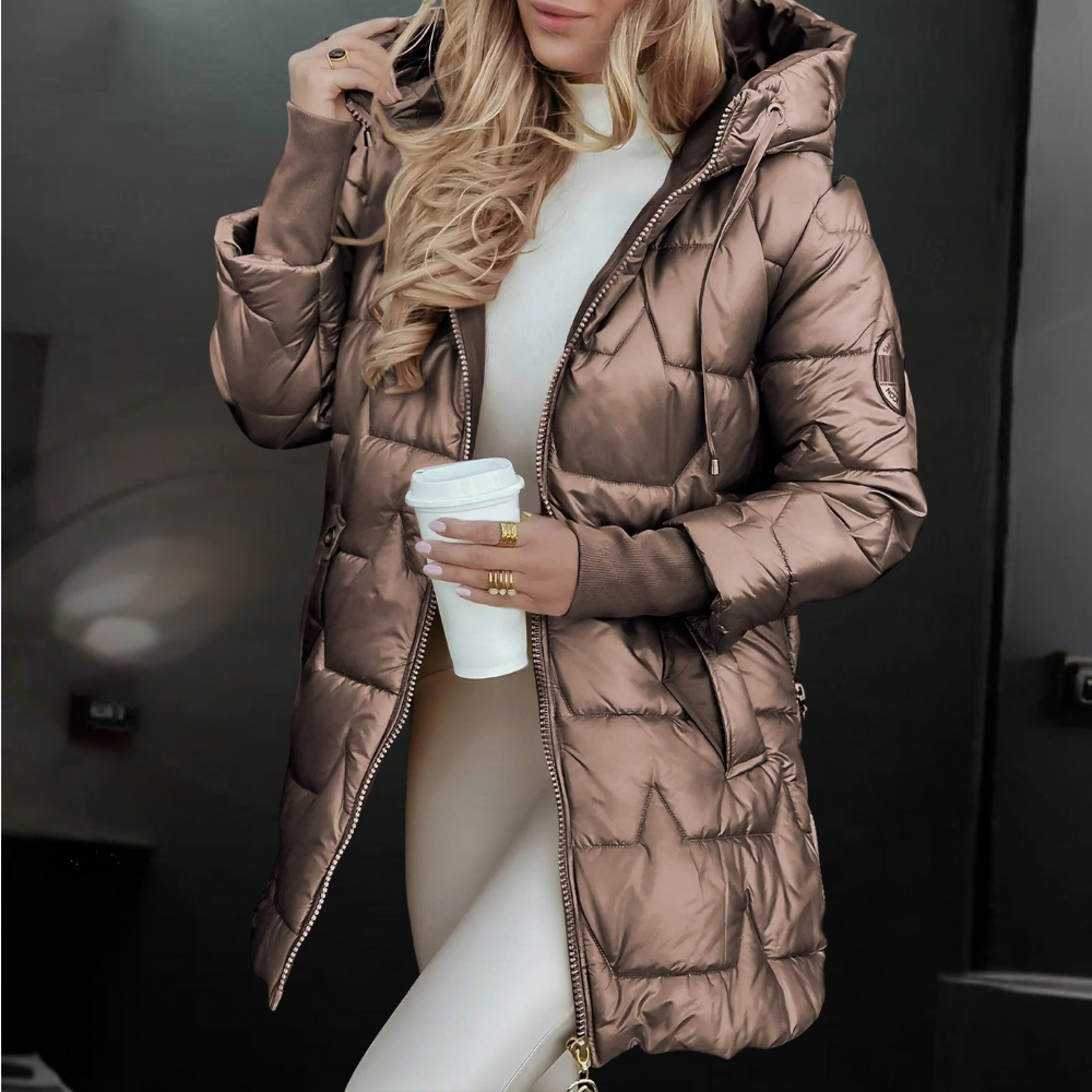 Women's Warm Quilted Puffer Jacket Hooded Insulated