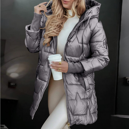 Women's Warm Quilted Puffer Jacket Hooded Insulated
